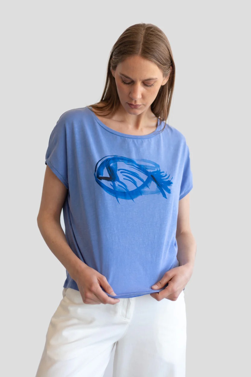 Tienda especializada en las mejores marcas de Ropa Ética, Sostenible y de algodón orgánico en Granada y Jaén. SKFK, Skunkfunk, PAN Producto BásicoCAMISETA PEZ